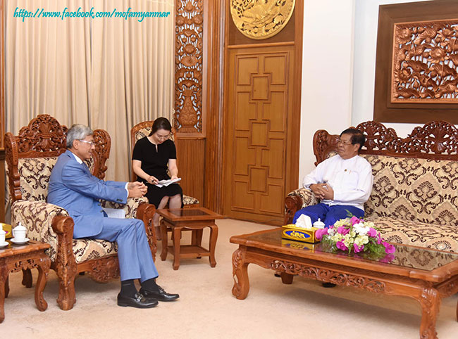 ပြည်ထောင်စုသမ္မတမြန်မာနိုင်ငံ၊ နိုင်ငံခြားရေးဝန်ကြီးဌာန၊ ပြည်ထောင်စုဝန်ကြီး ဦးသန်းဆွေ မြန်မာနိုင်ငံဆိုင်ရာ တရုတ်ပြည်သူ့သမ္မတနိုင်ငံ သံအမတ်ကြီး မစ္စတာ ချန်းဟိုင်အား လက်ခံတွေ့ဆုံ(၂၃-၃-၂၀၂၃)